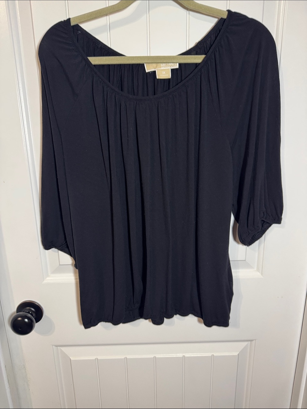 Michael Kors Black Peasant-Style Blouse Quarter sleeve